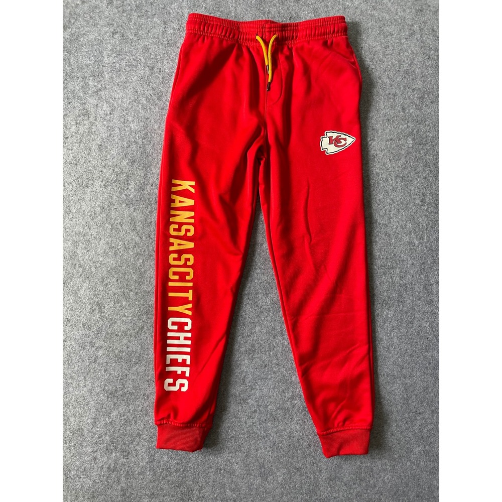 NFL Team Apparel Kansas City Chiefs Youth Red Jogger Sweatpants Size 14-16